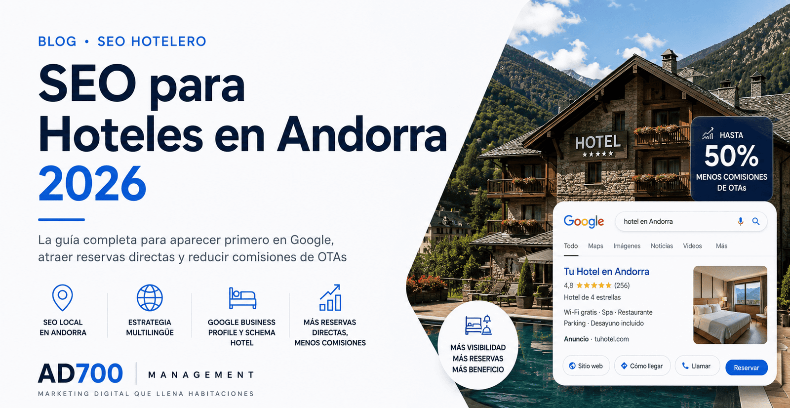SEO para hoteles en Andorra 2026: la guía completa para que tu hotel aparezca primero en Google y reduzca dependencia de Booking